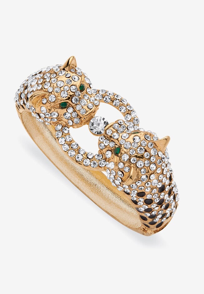 Gold Tone Leopard Collar Necklace, Earring and Bracelet Set, , alternate image number null