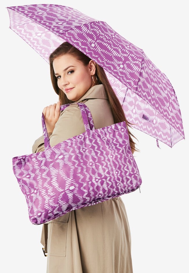 Umbrella And Tote Set, PURPLE MAGENTA TRIBAL, hi-res image number 0