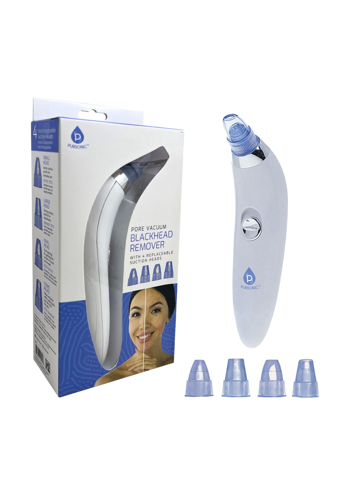 Pore Vacuum Blackhead Remover With 4 Replaceable Suction Heads, O, hi-res image number 0
