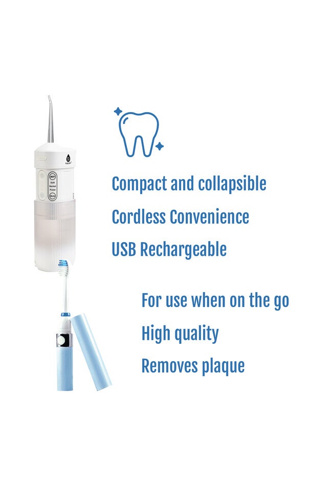 Compact Travel Oral Care Bundle: Portable Usb Rechargeable Collapsible Water Flosser And Pursonic Portable Sonic Toothbrush, , on-hover image number null