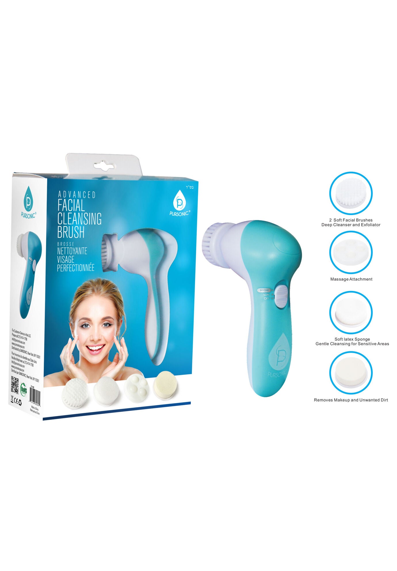 Facial Cleaner With 5 Attachments-Red, , alternate image number 5