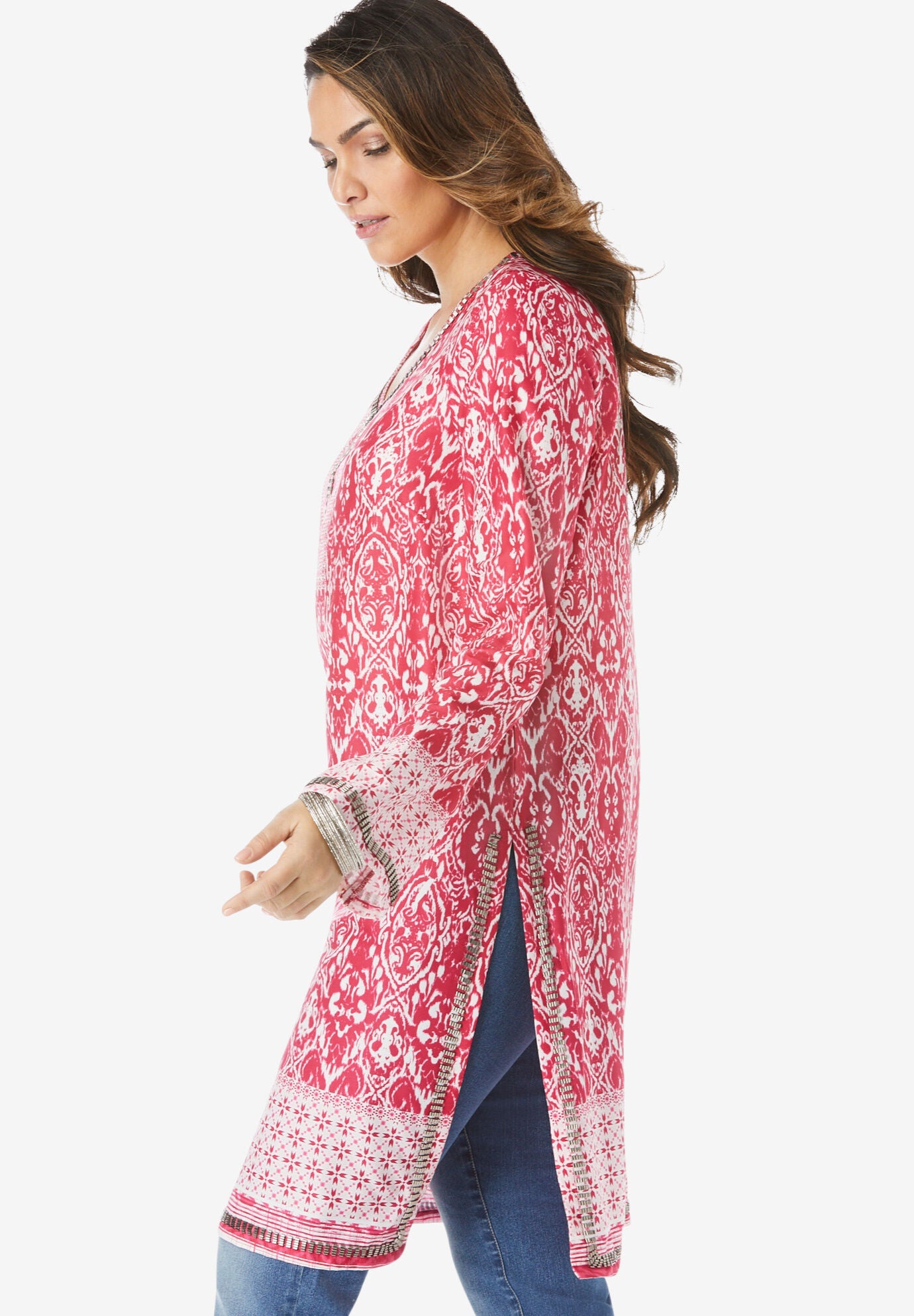 Beaded Tunic with Side Slits, , alternate image number 2