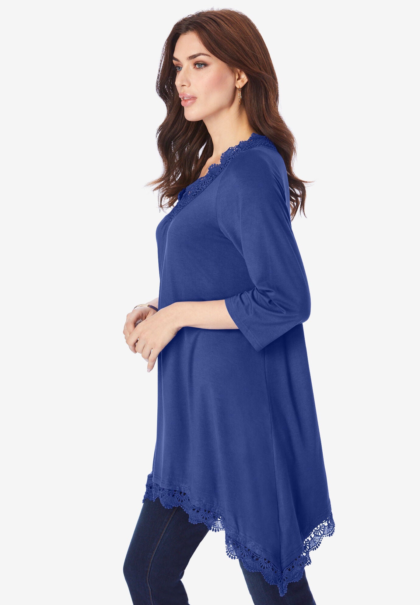 Lace Handkerchief Hem Ultra Femme Tunic, , alternate image number 2