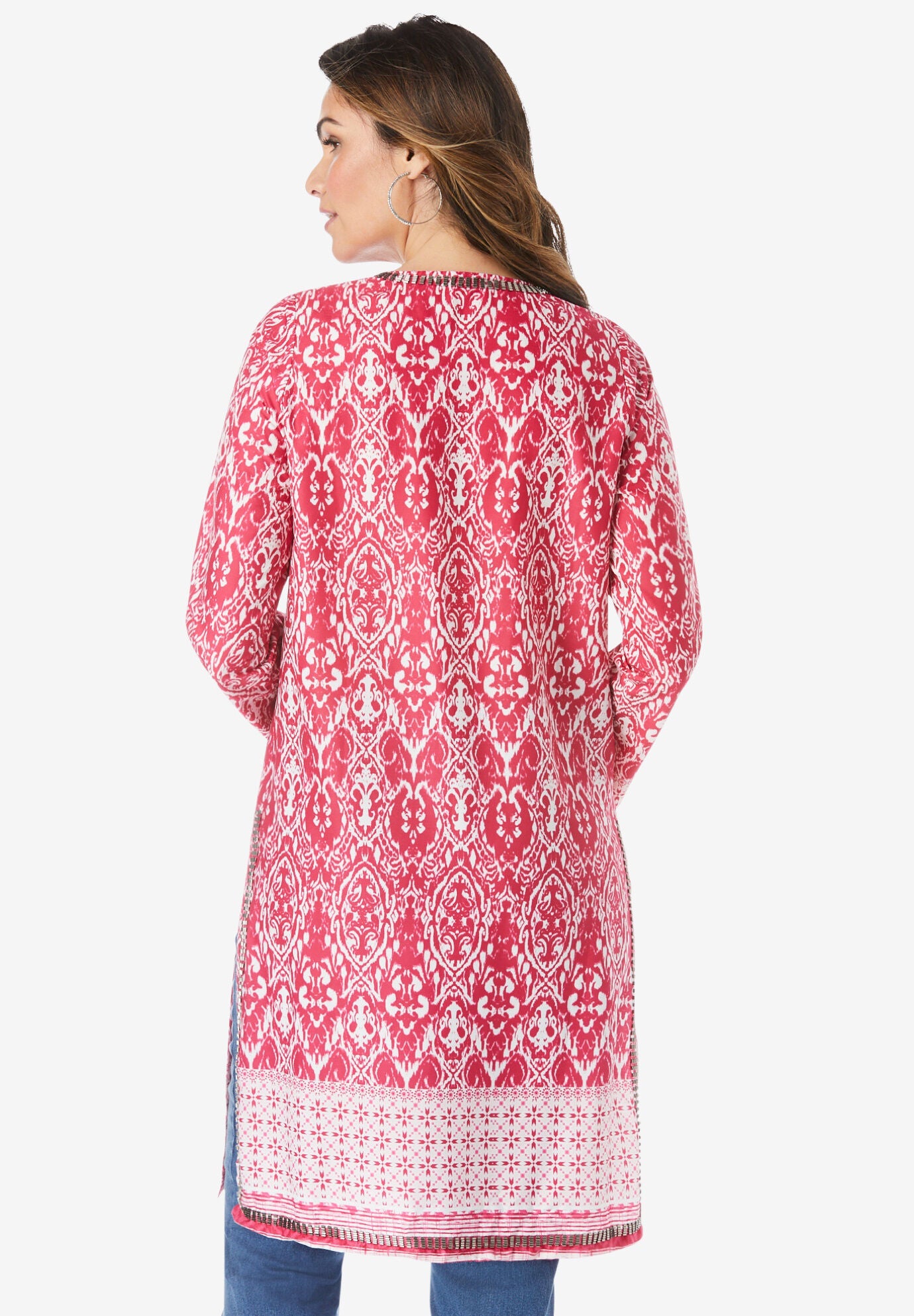 Beaded Tunic with Side Slits, , on-hover image number 1