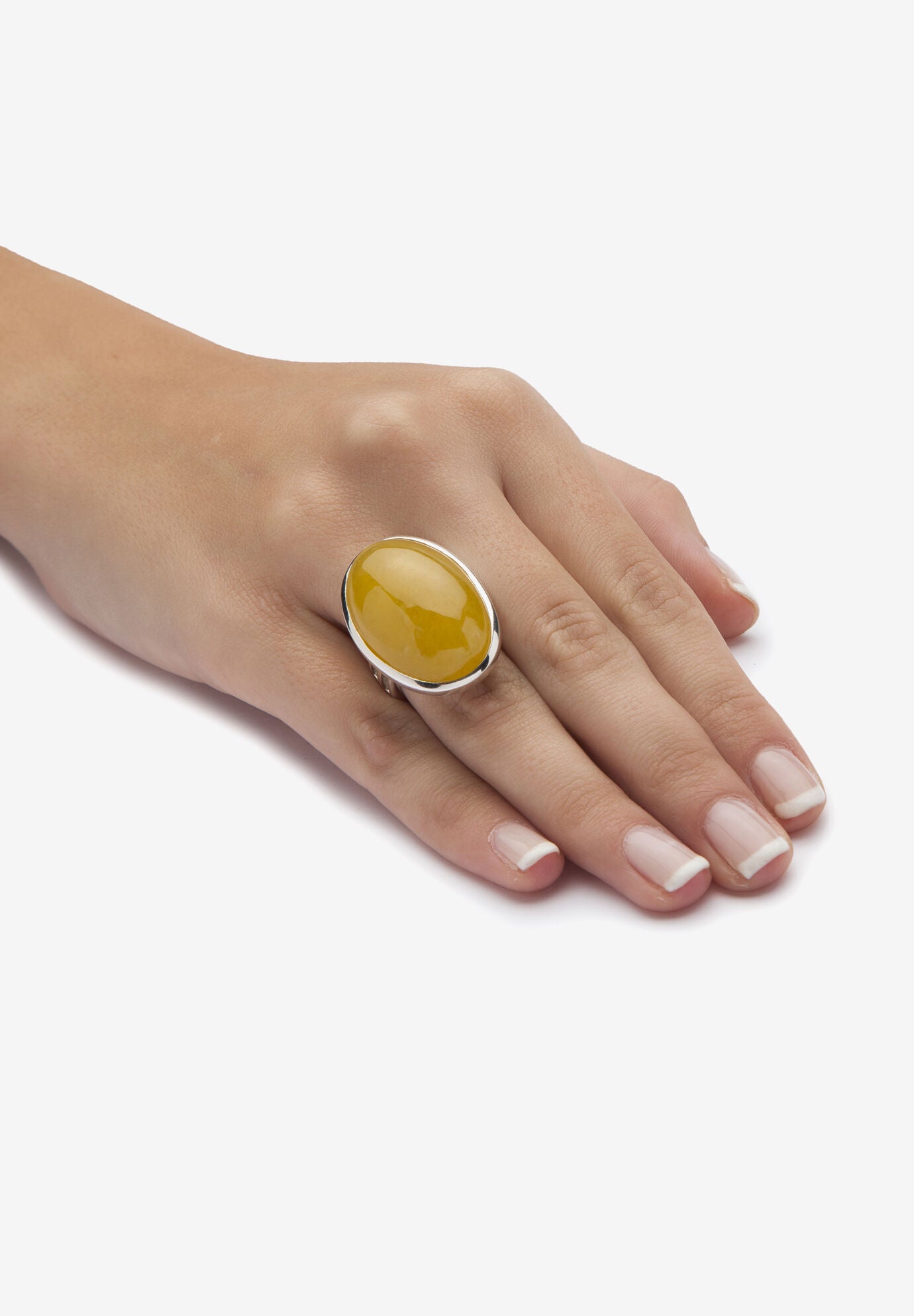 Sterling Silver Genuine Yellow Jade Ring, , alternate image number 2