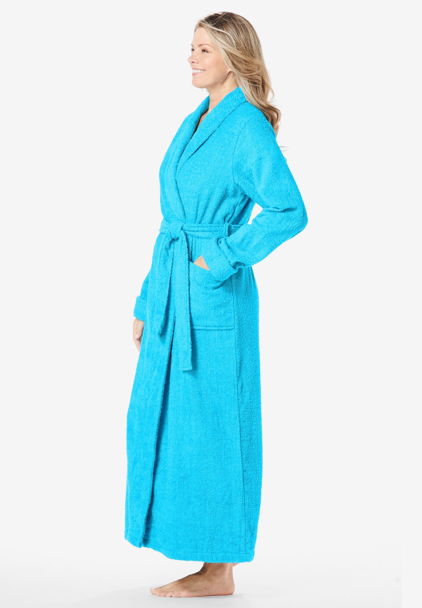 Long Terry Robe, FRENCH BLUE STRIPE, alternate image number 2