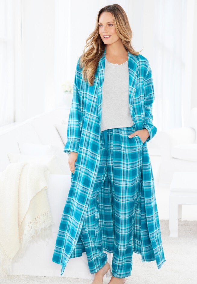 Long Flannel Robe , , alternate image number 6