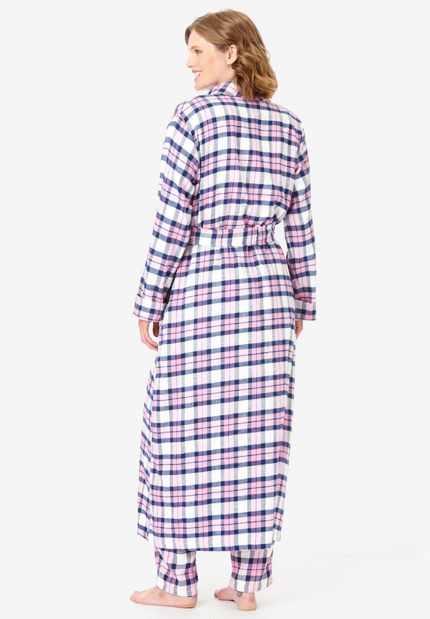 Long Flannel Robe, RED BUFFALO CHECK, on-hover image number 1