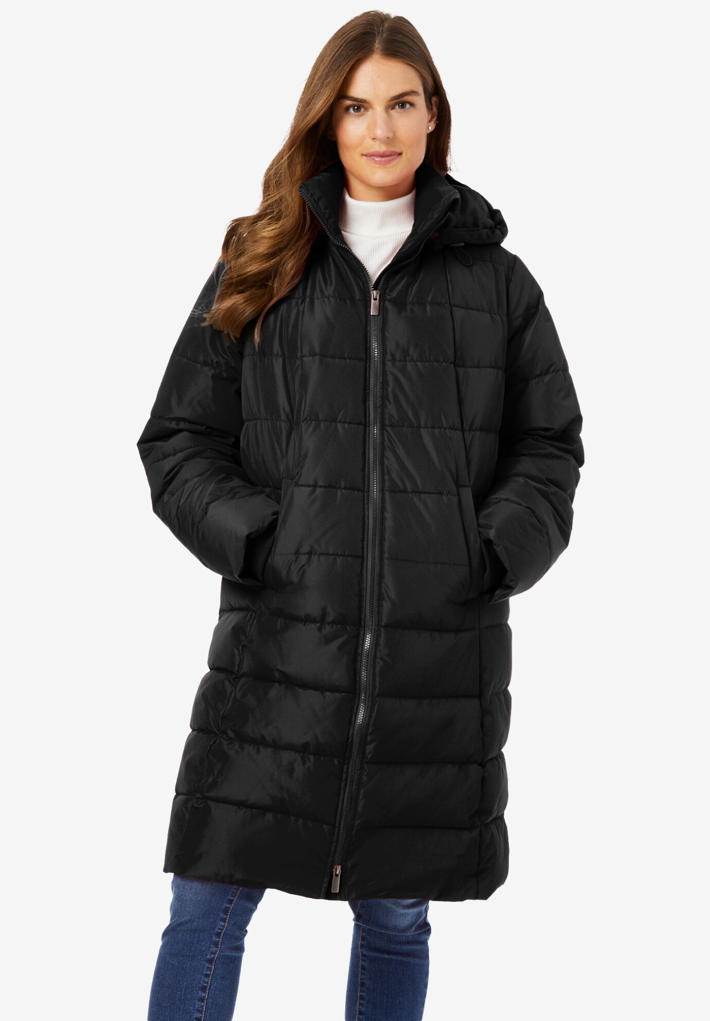 Hooded Puffer Coat, BLACK, hi-res image number 0