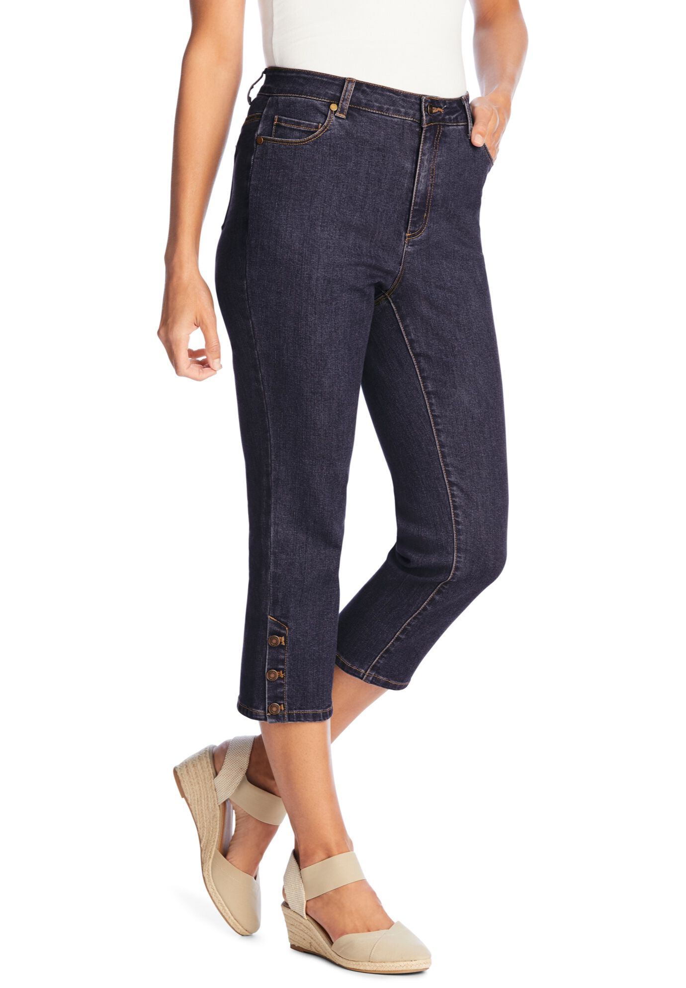 Comfort Stretch Denim Capri, , alternate image number 2