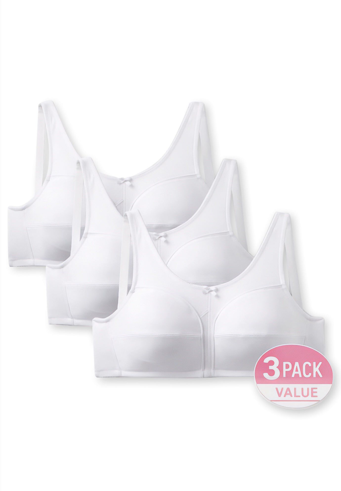3-Pack Cotton Wireless Bra, WHITE PACK, hi-res image number 0