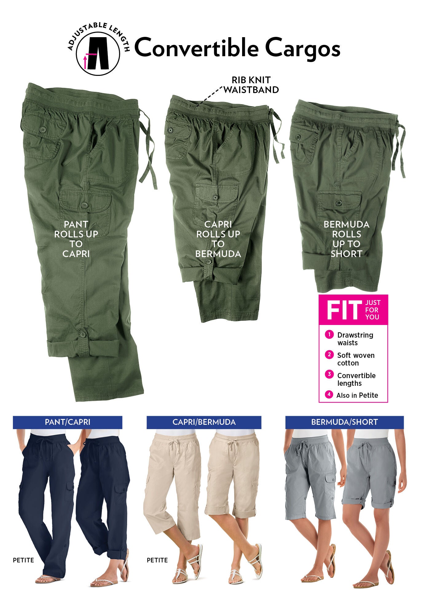 Convertible Length Cargo Pant King Size