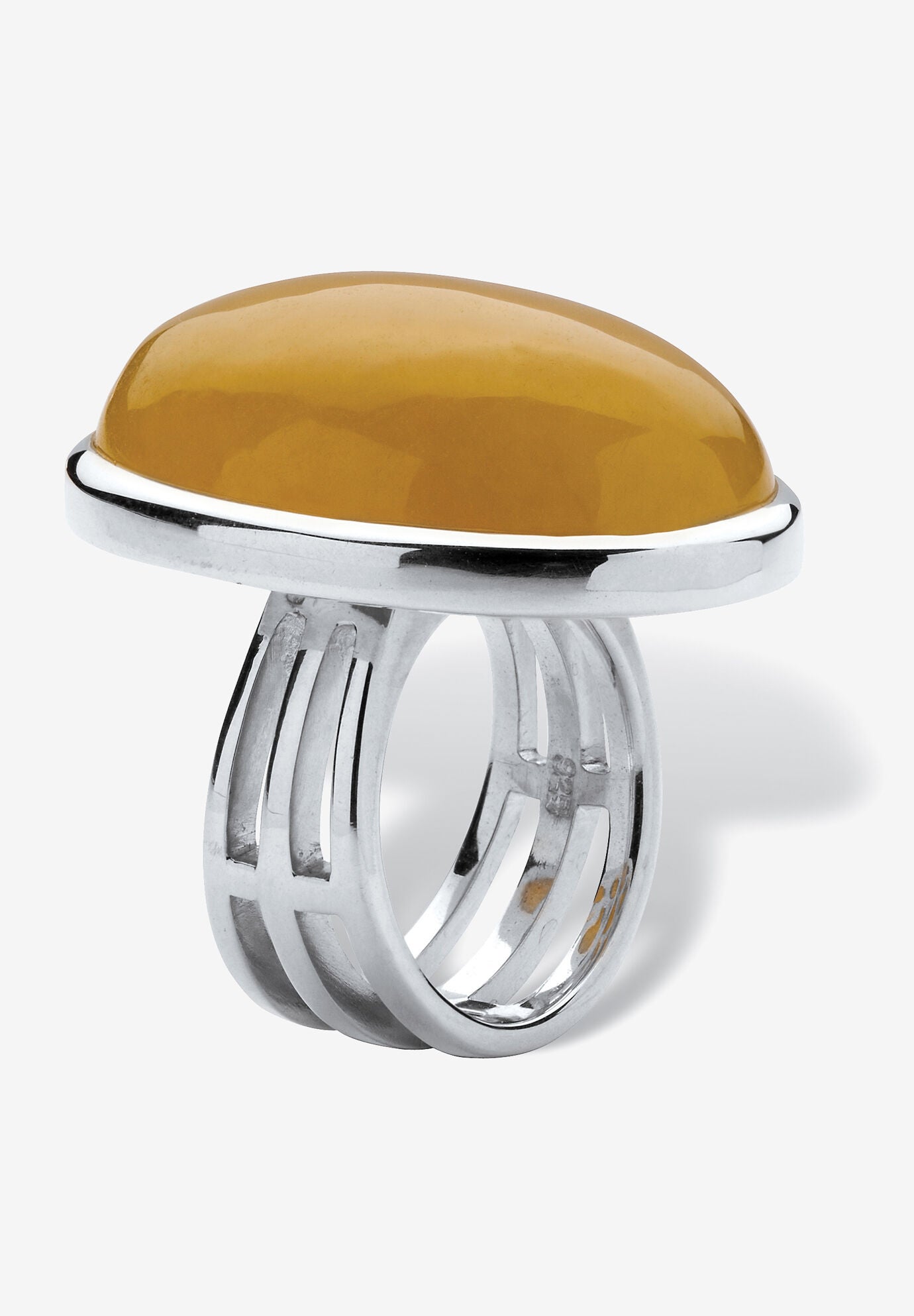 Sterling Silver Genuine Yellow Jade Ring, , on-hover image number 1