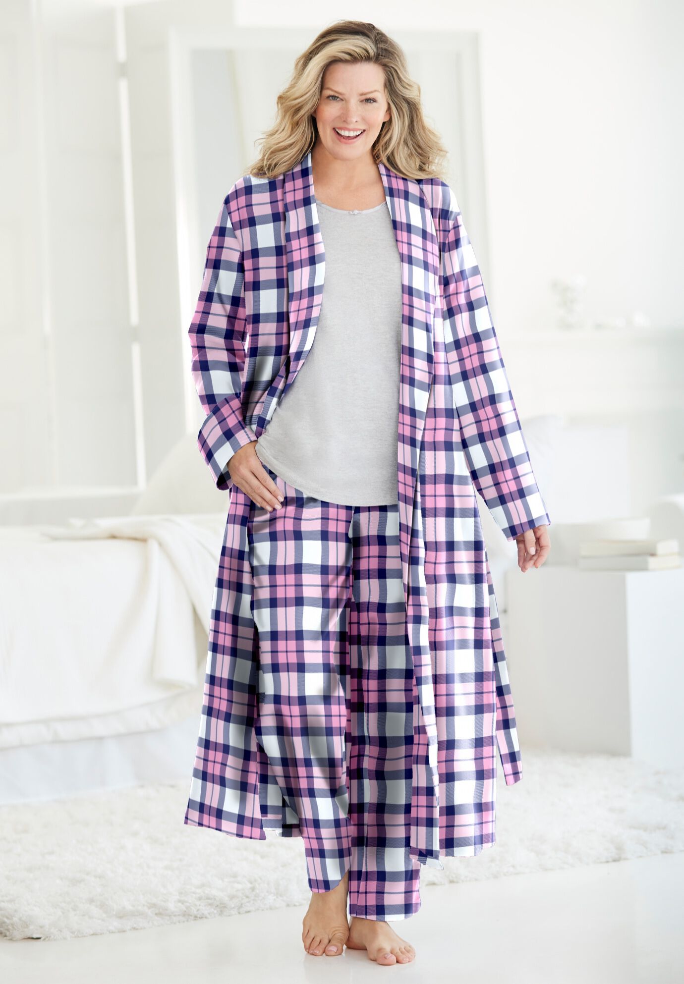 Long Flannel Robe, , alternate image number 2