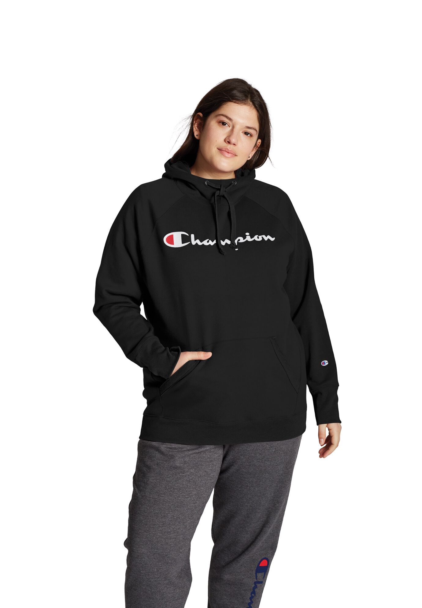 Champion Women's Plus Powerblend® Fleece Hoodie, Script Logo | King Size