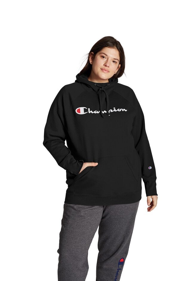 Champion Women's Plus Powerblend® Fleece Hoodie, Script Logo | King Size