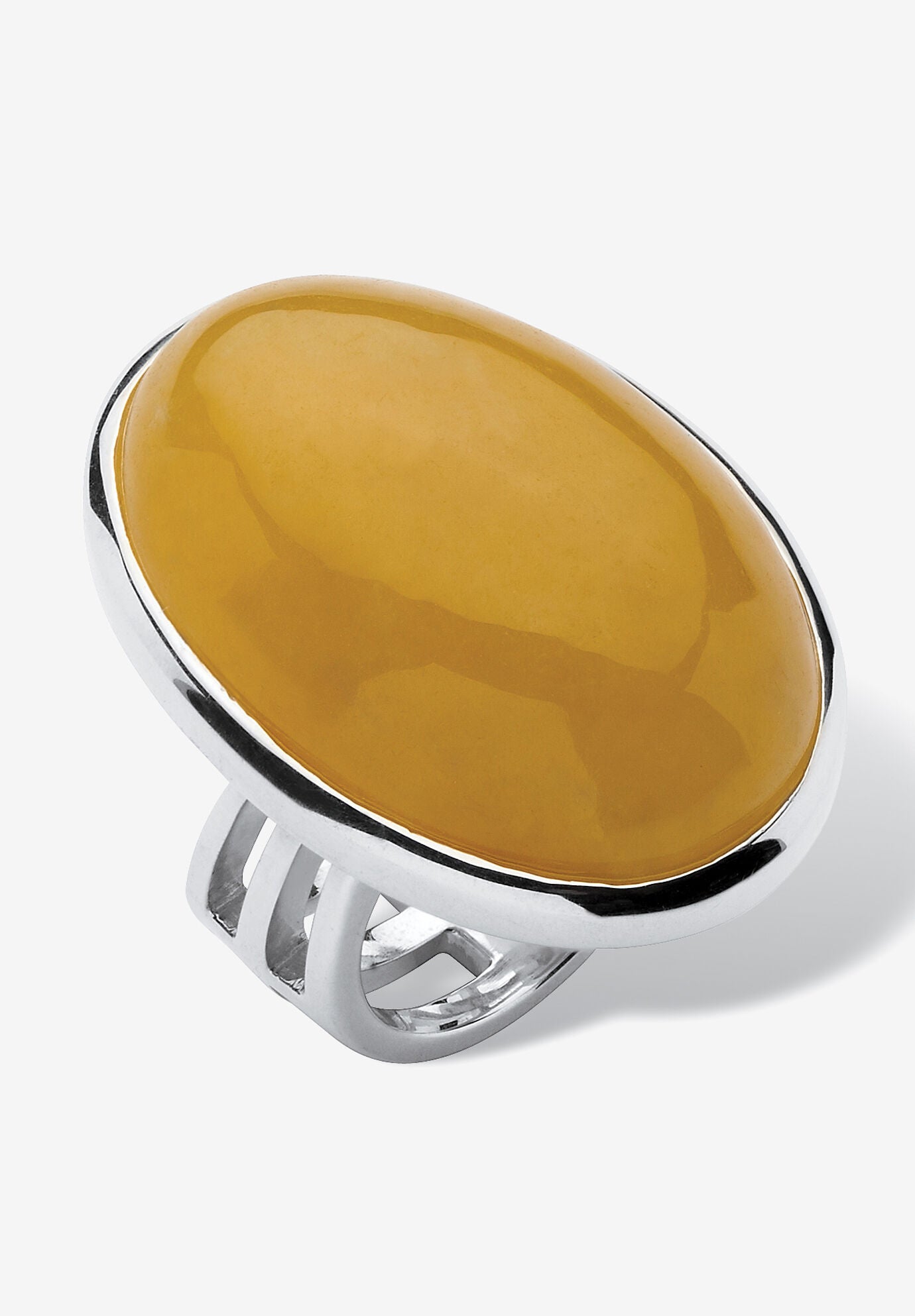 Sterling Silver Genuine Yellow Jade Ring, JADE, hi-res image number 0