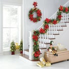 6' Pre-Lit Poinsettia Garland image number null