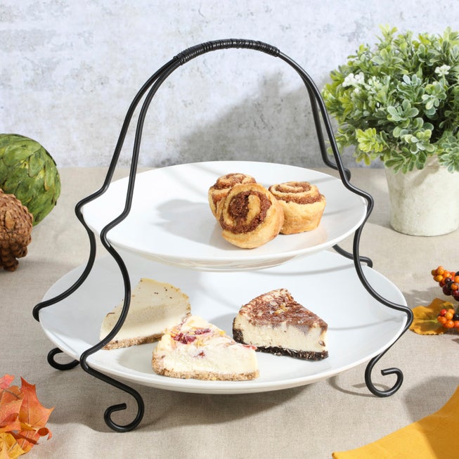 2-Tier Serving Set with Wire Stand image number 0