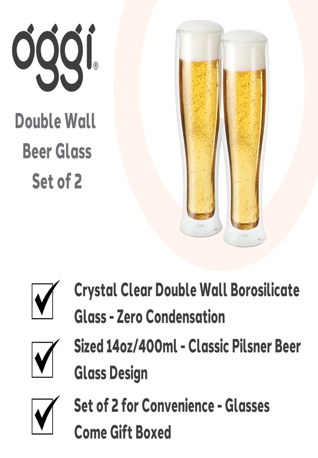 8 oz. Double Wall Beer Glasses, Set of 2 image number 1