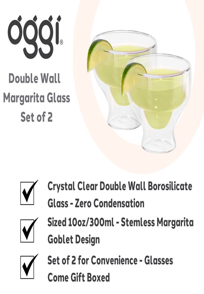 10 oz. Double Wall Margarita Glasses, Set of 2 image number 1
