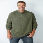 Waffle-Knit Thermal Henley Tee image number null