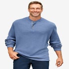 Waffle-Knit Thermal Henley Tee image number null