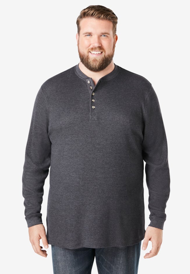 Waffle-Knit Thermal Henley Tee image number 1