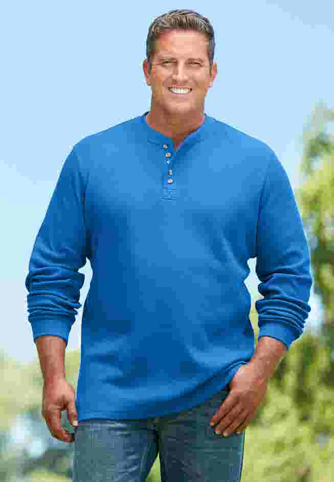 Waffle-Knit Thermal Henley Tee image number 3