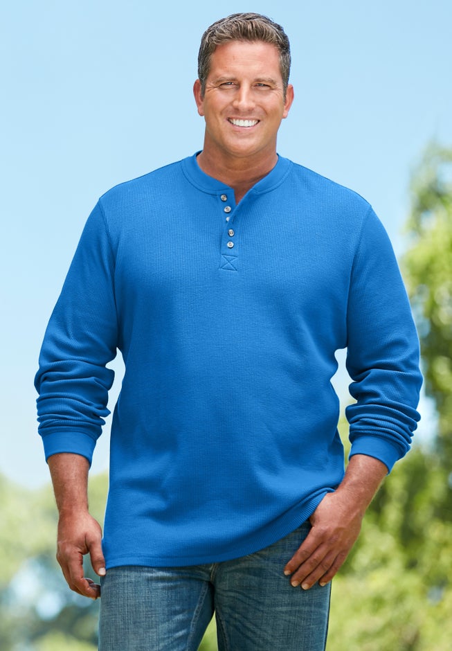 Waffle-Knit Thermal Henley Tee image number 3