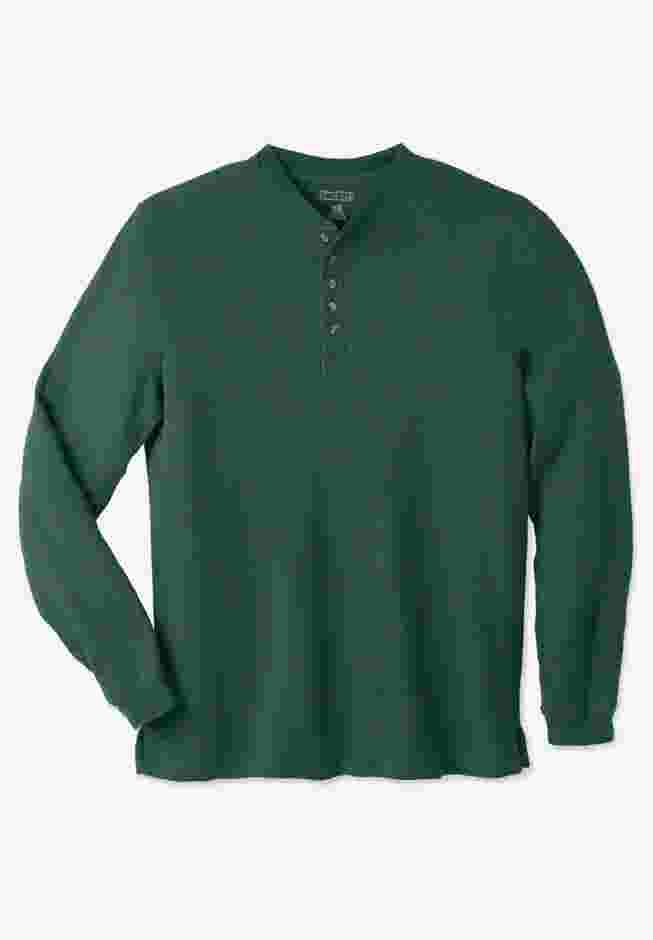 Waffle-Knit Thermal Henley Tee image number 0