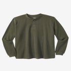 Waffle-Knit Thermal Henley Tee image number null