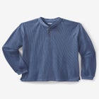 Waffle-Knit Thermal Henley Tee image number null