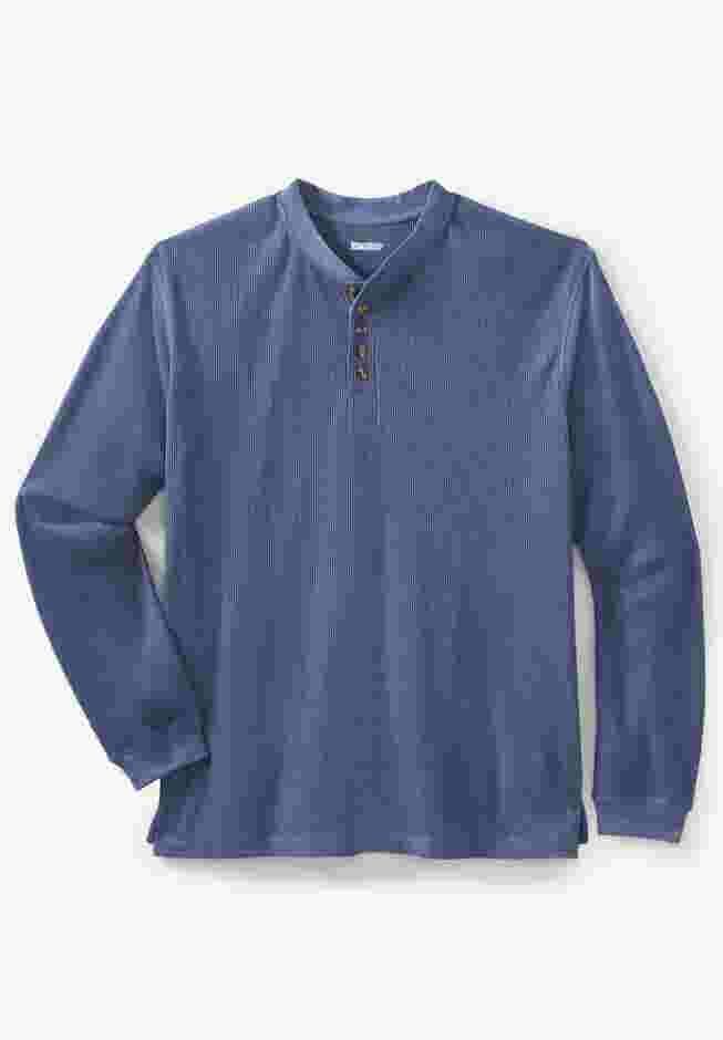 Waffle-Knit Thermal Henley Tee image number 0