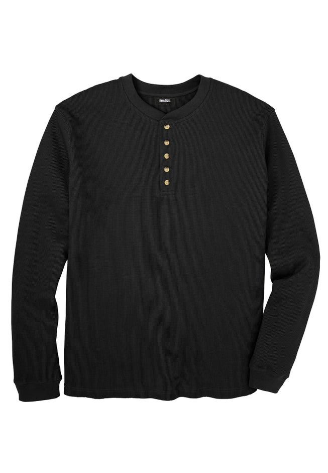 Waffle-Knit Thermal Henley Tee image number 0