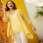 Open Front Pointelle Cardigan Sweater image number null