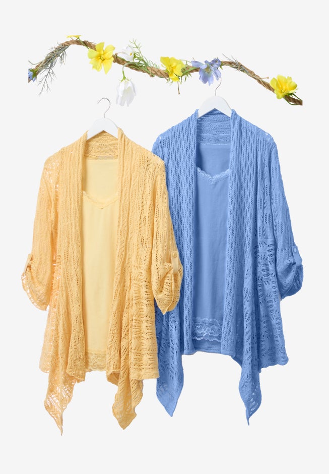 Open Front Pointelle Cardigan image number 4