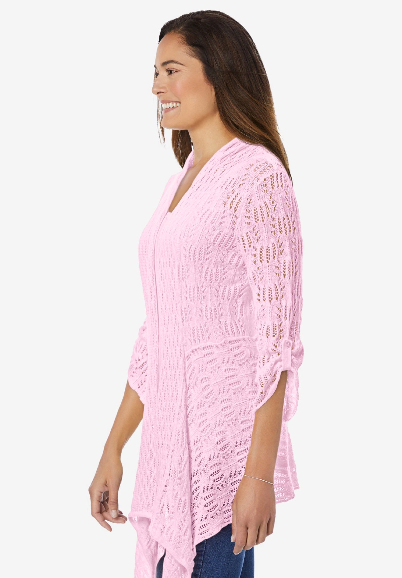 Open Front Pointelle Cardigan image number 2