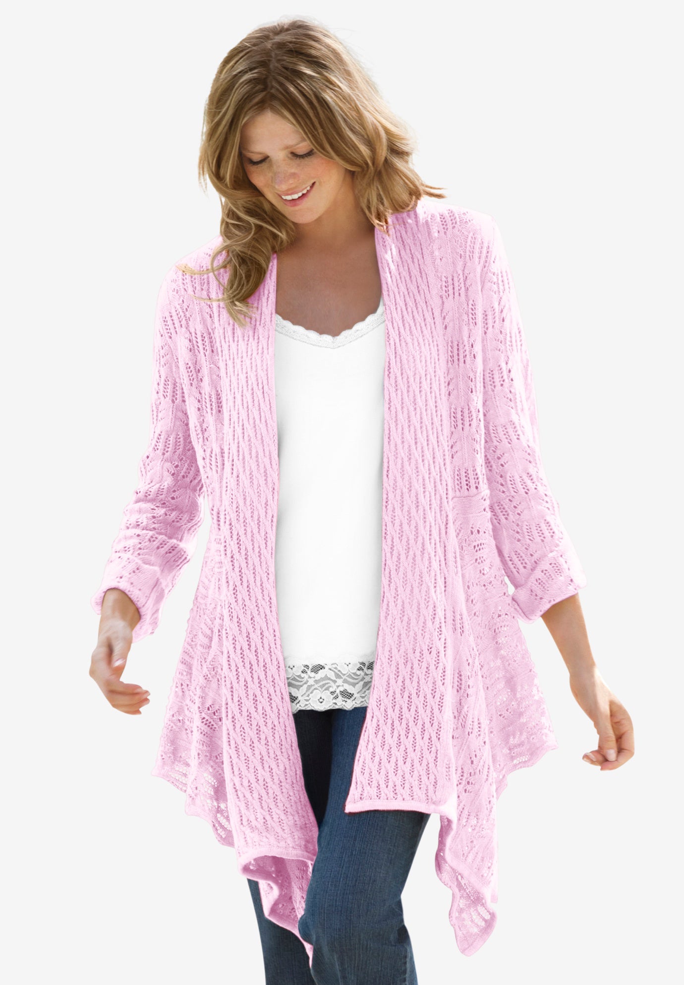 Open Front Pointelle Cardigan image number 0