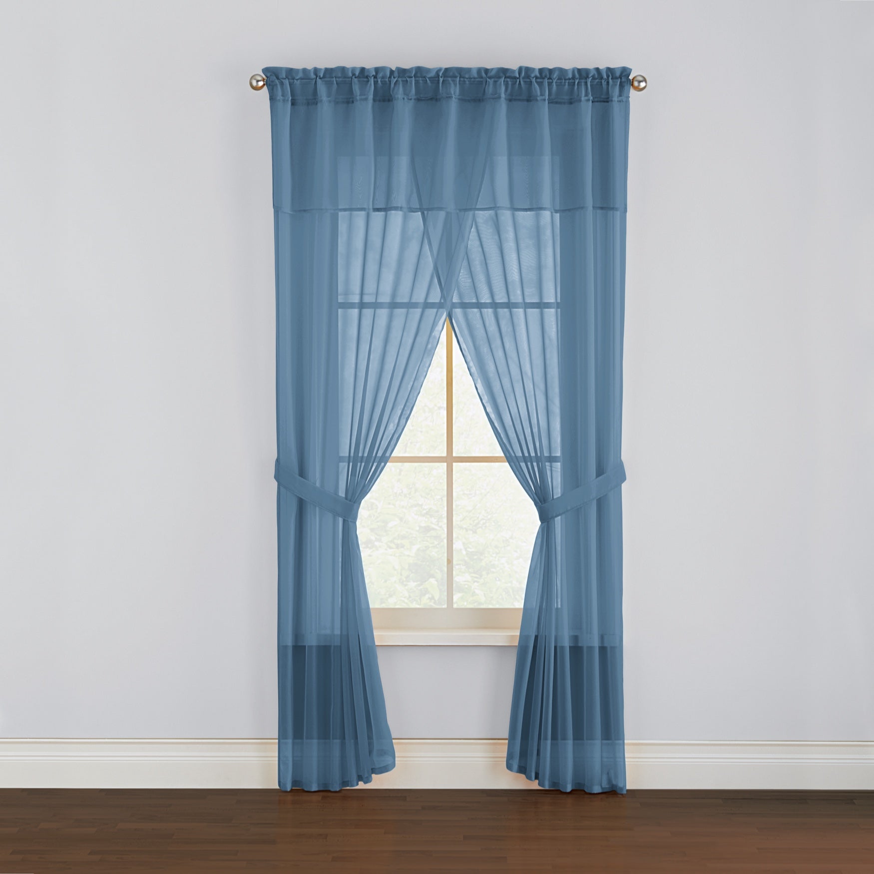 BH Studio Sheer Voile 5-Pc. One-Rod Curtain Set image number 0