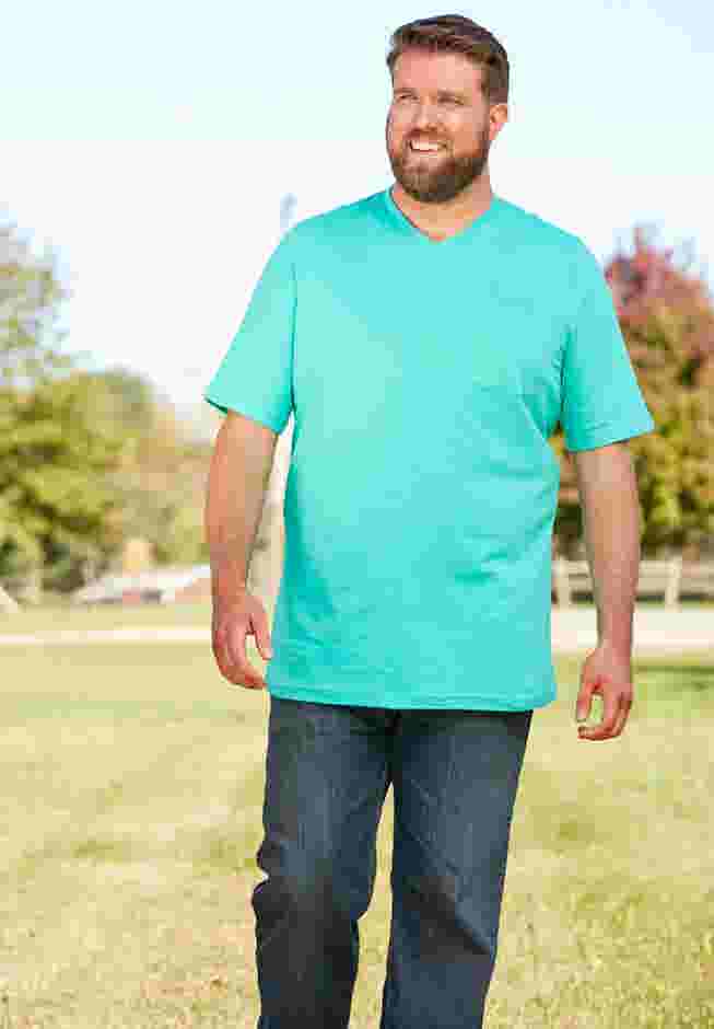 Shrink-Less Lightweight Longer-Length V-neck T-shirt image number 5