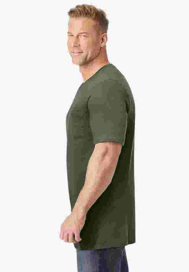 Shrink-Less Lightweight Longer-Length V-neck T-shirt image number 2