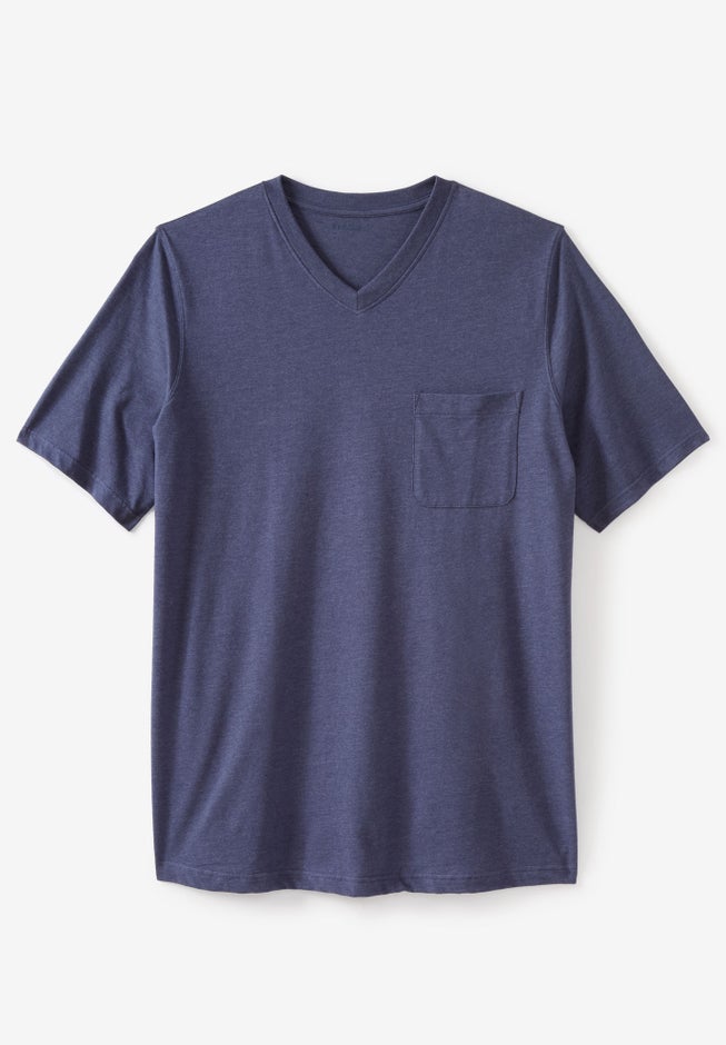 Shrink-Less Lightweight Longer-Length V-neck T-shirt image number null