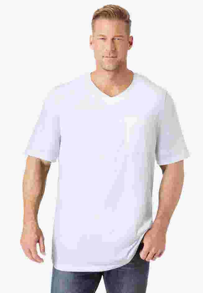 Shrink-Less Lightweight Longer-Length V-neck T-shirt image number 0