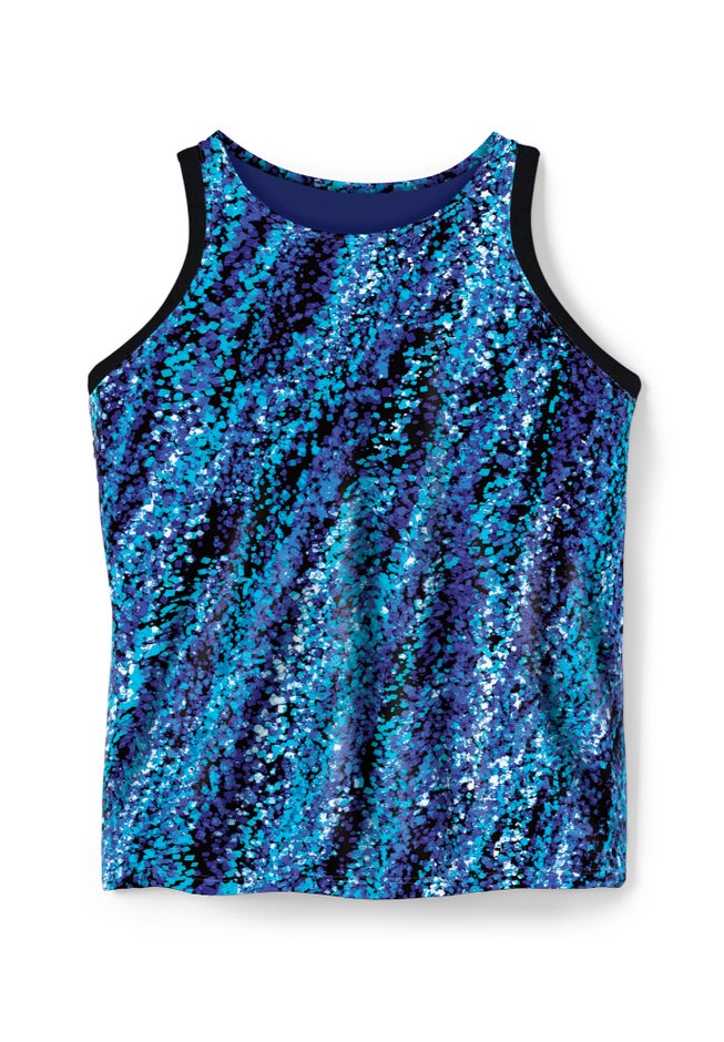 Longer-Length High-Neck Racerback Tankini Top image number 4