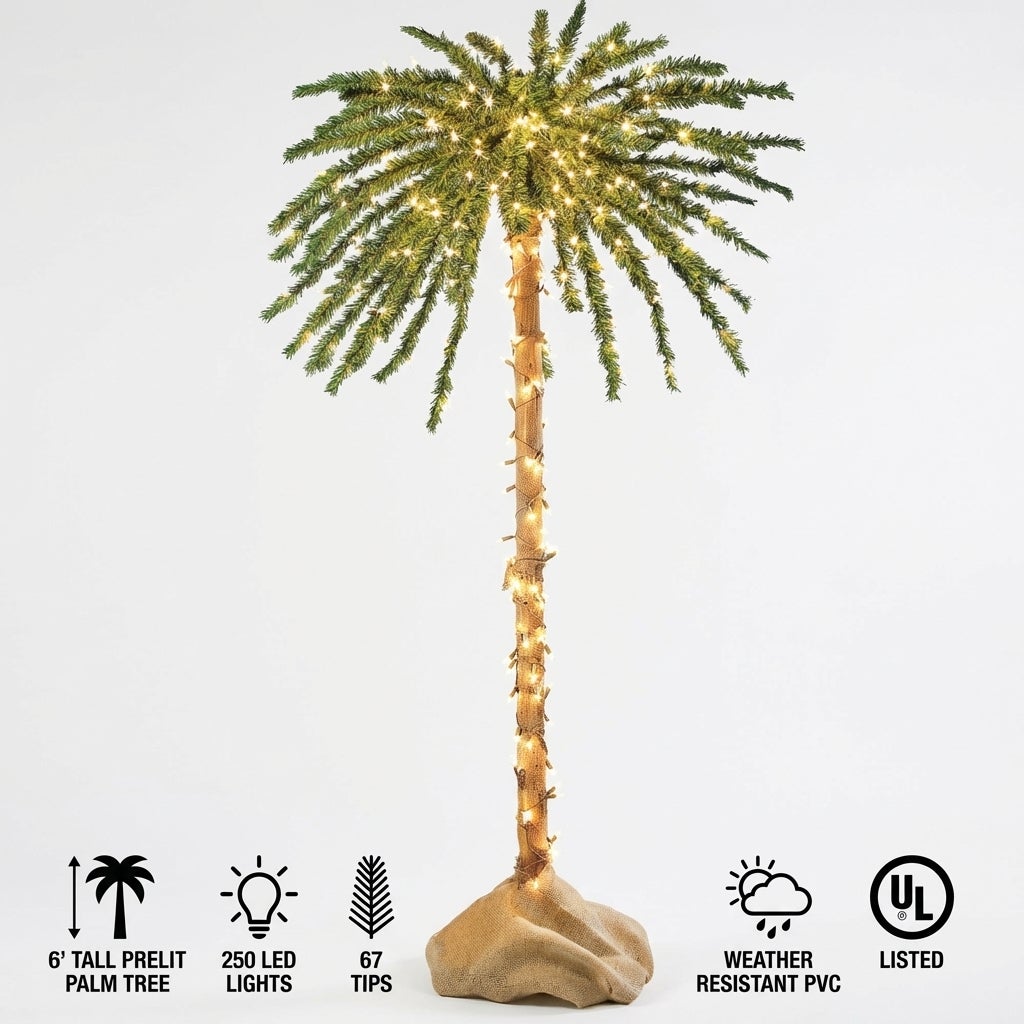 6'H Pre-lit Single Palm Tree image number 8