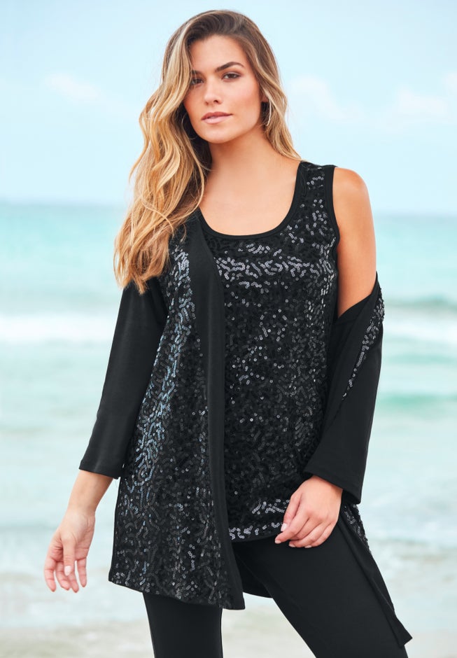 Sequin-Panelled Tank & Cardigan Set image number 4