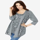 Sequin-Panelled Tank & Cardigan Set image number null