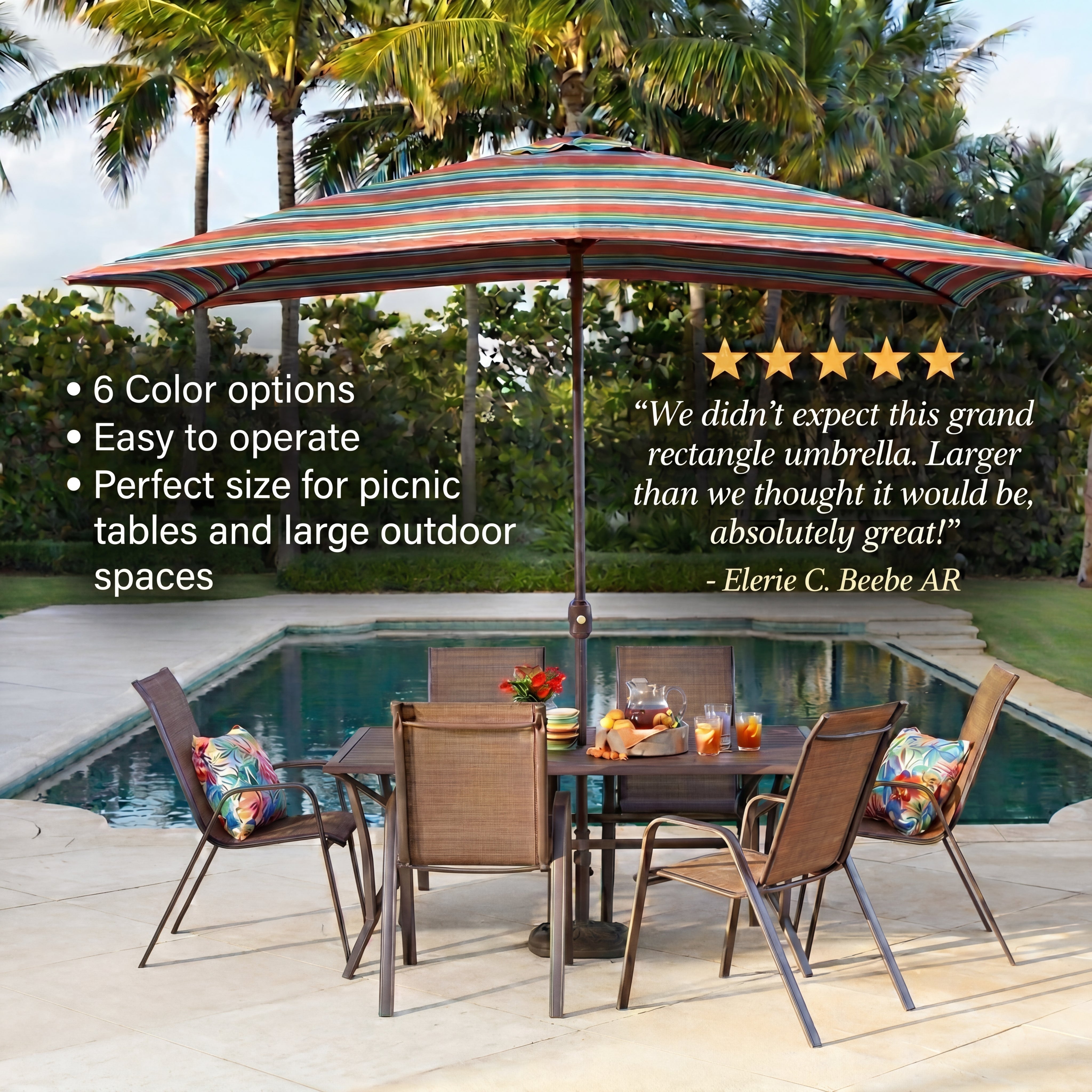 6&frac12;' x 10' Oversized Rectangular Umbrella image number 5