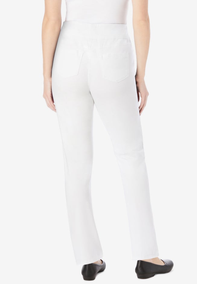 Flex-Fit Pull-On Straight-Leg Gap-Free Stretch Denim Jeans image number 1